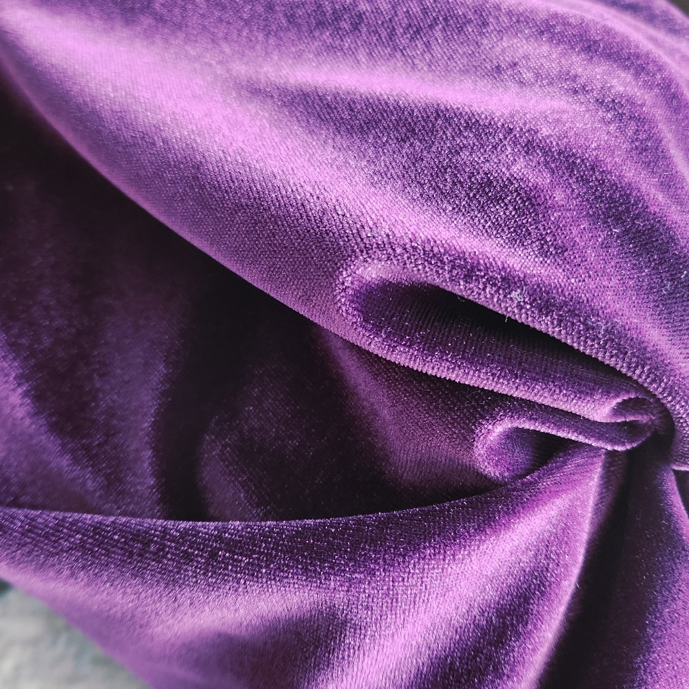 Plum-colored stretch velvet
